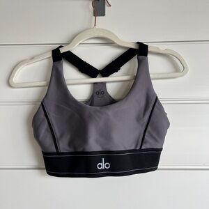 Alo Yoga Sports Bra Grey and Black Size Small Like-New